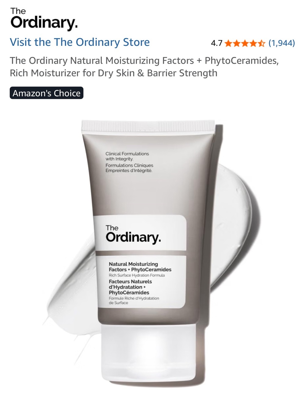 NIB- the ordinary, natural moisturizing factors * PhytoCeramides . 1 fl. Oz.